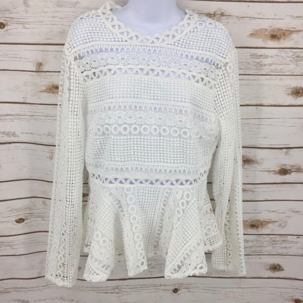 Endless Rose white lace long sleeve top NWOT.